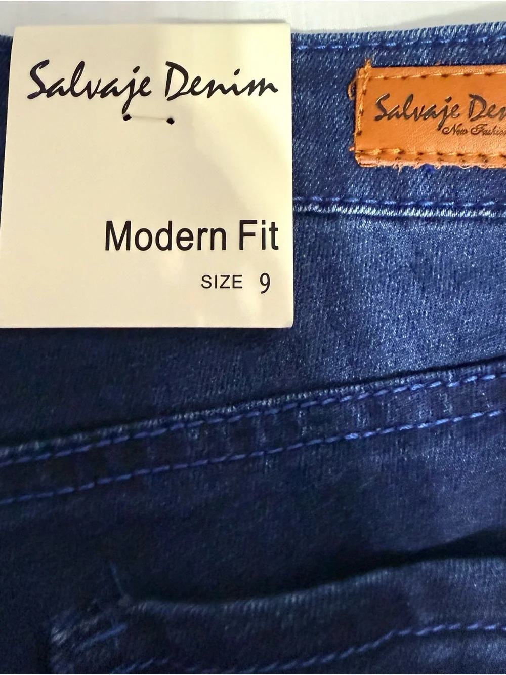 NWT Salvage Size 9 Dark Blue Distressed Jeans